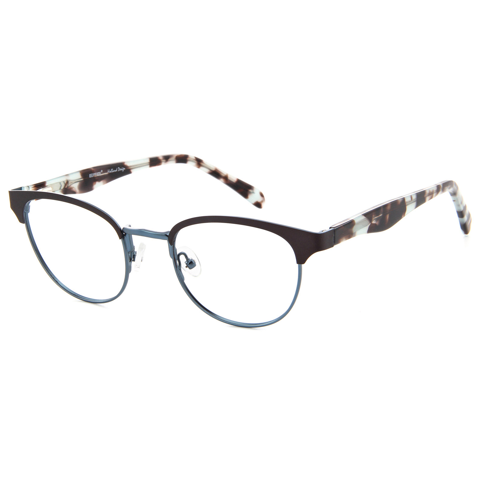 Metal frame with handmade acetate temples combination